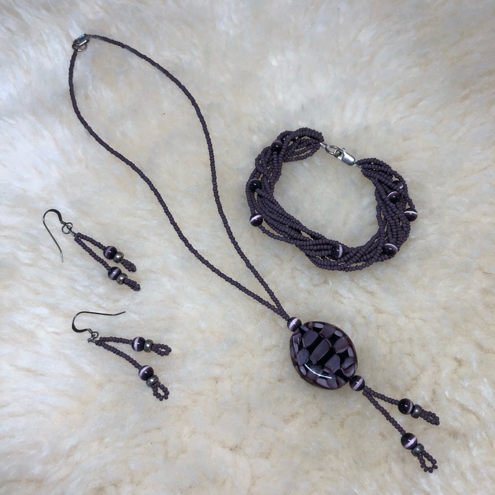 Hand blown glass pendant set